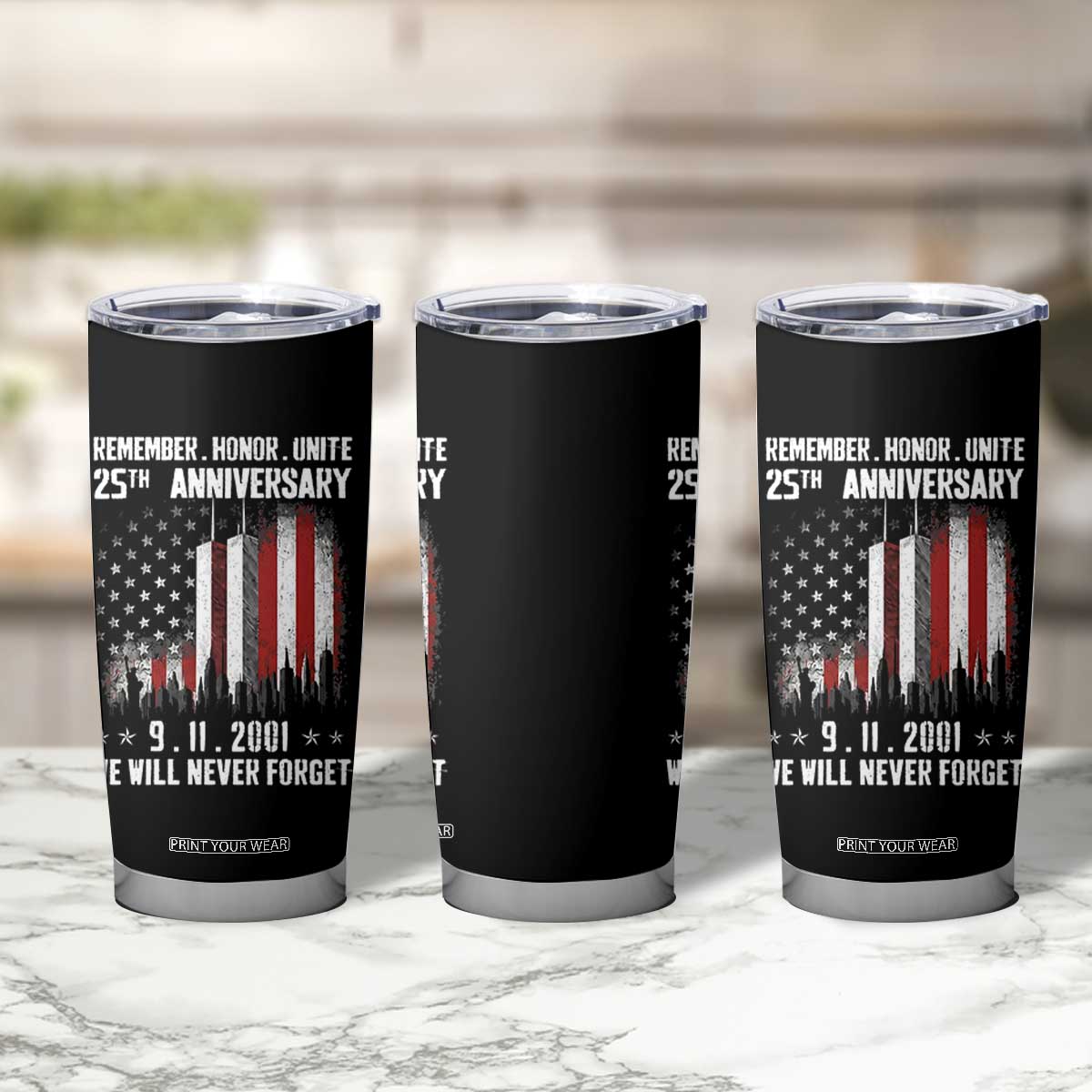 Remember Honor Unite 9 11 Memorial 25th Anniversary Tumbler Cup We Will Never Forget Patriotic American Flag