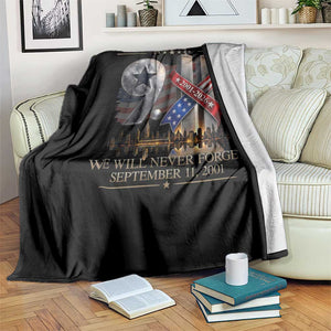 We Will Never Forget 9 11 Memorial 25th Anniversary Throw Blanket Patriotic American Flag Ribbon