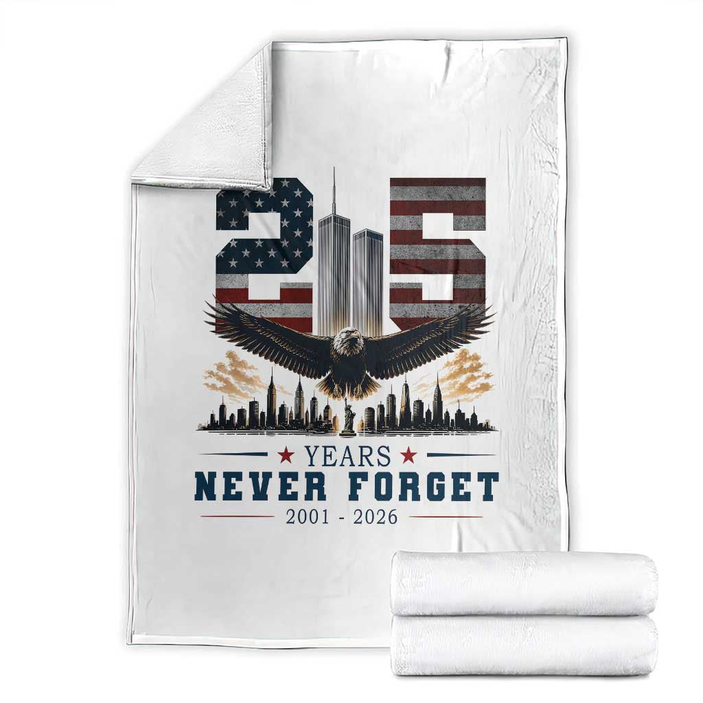 Patriotic Soaring Bald Eagle 9 11 Memorial 25th Anniversary Throw Blanket 25 Years 2021 2026 Never Forget