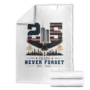 Patriotic Soaring Bald Eagle 9 11 Memorial 25th Anniversary Throw Blanket 25 Years 2021 2026 Never Forget