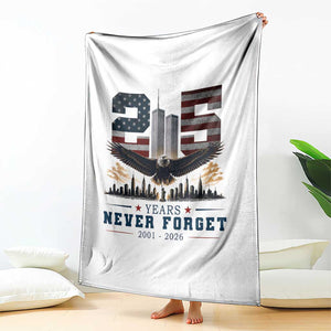Patriotic Soaring Bald Eagle 9 11 Memorial 25th Anniversary Throw Blanket 25 Years 2021 2026 Never Forget