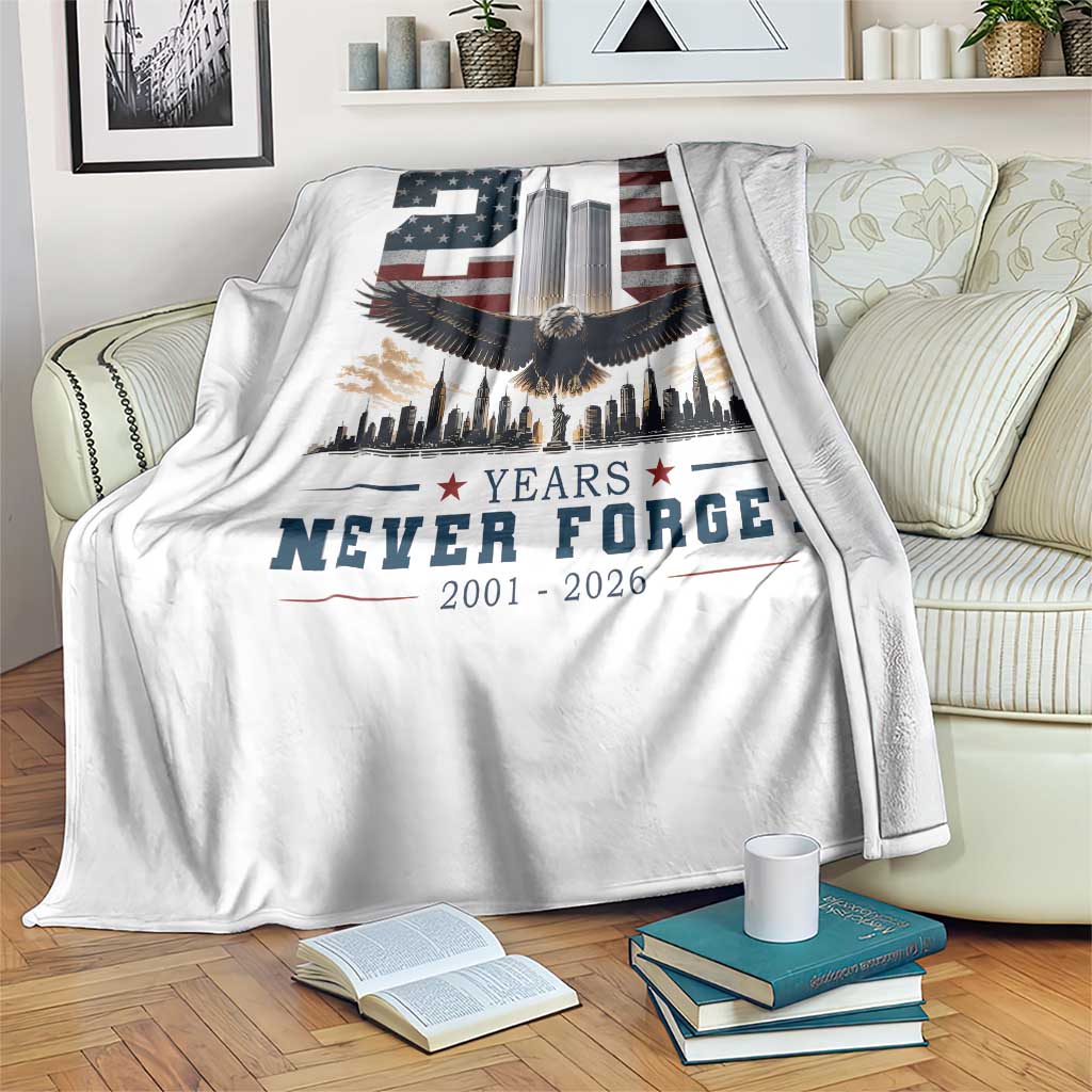 Patriotic Soaring Bald Eagle 9 11 Memorial 25th Anniversary Throw Blanket 25 Years 2021 2026 Never Forget