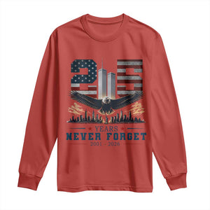 Patriotic Soaring Bald Eagle 9 11 Memorial 25th Anniversary Long Sleeve Shirt 25 Years 2021 2026 Never Forget TS02 Red Print Your Wear