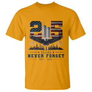 Patriotic Soaring Bald Eagle 9 11 Memorial 25th Anniversary T Shirt 25 Years 2021 2026 Never Forget TS02 Gold Print Your Wear
