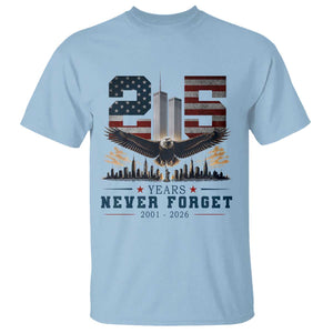 Patriotic Soaring Bald Eagle 9 11 Memorial 25th Anniversary T Shirt 25 Years 2021 2026 Never Forget TS02 Light Blue Print Your Wear