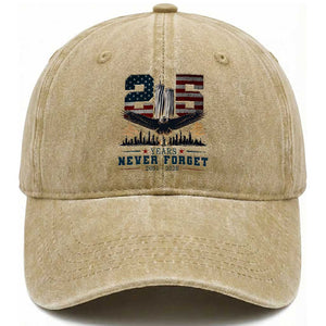 Patriotic Soaring Bald Eagle 9 11 Memorial 25th Anniversary Washed Cotton Baseball Cap 25 Years 2021 2026 Never Forget TS02 Print Your Wear