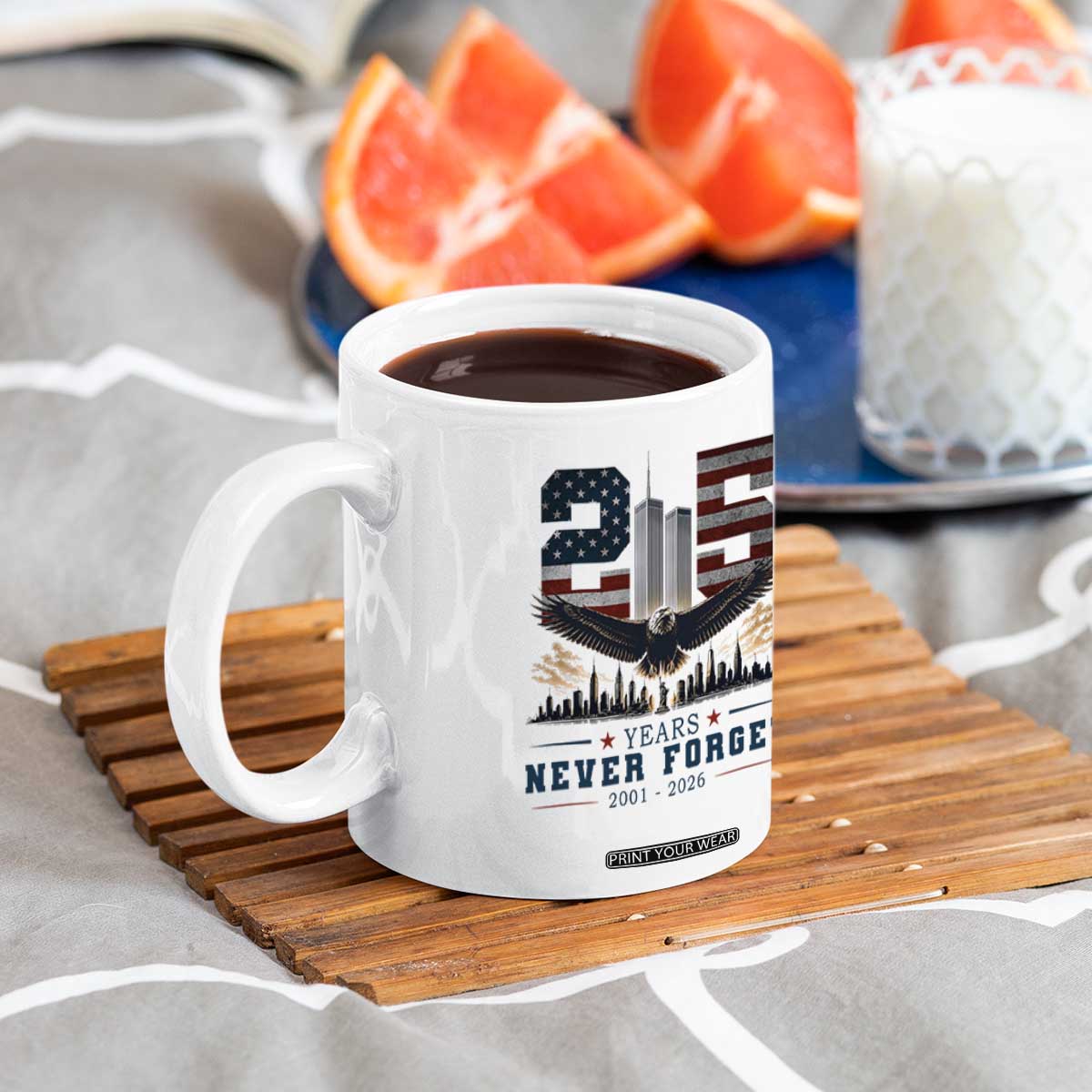 Patriotic Soaring Bald Eagle 9 11 Memorial 25th Anniversary Coffee Mug 25 Years 2021 2026 Never Forget