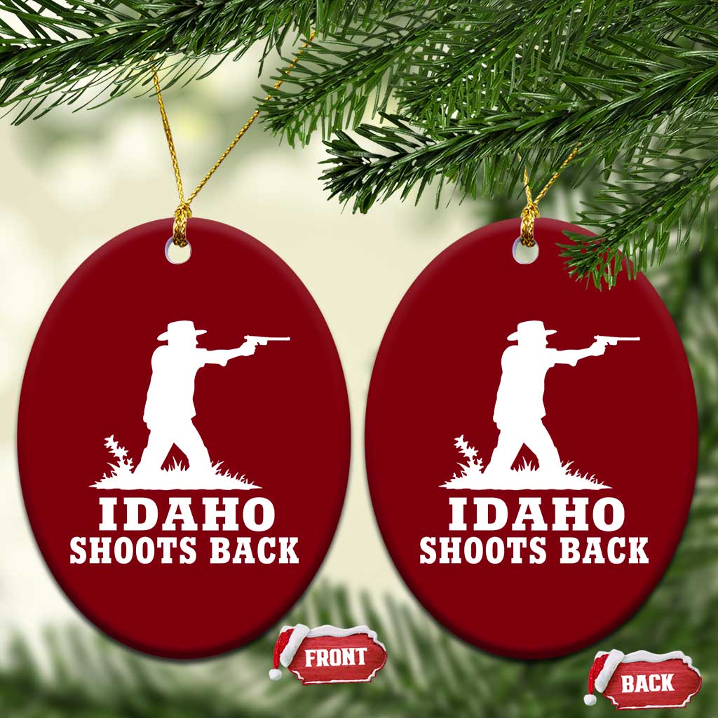 Idaho Shoots Back Cowboy Gunslinger Silhouette Patriotic Graphic Ceramic Ornament TS02 Print Your Wear