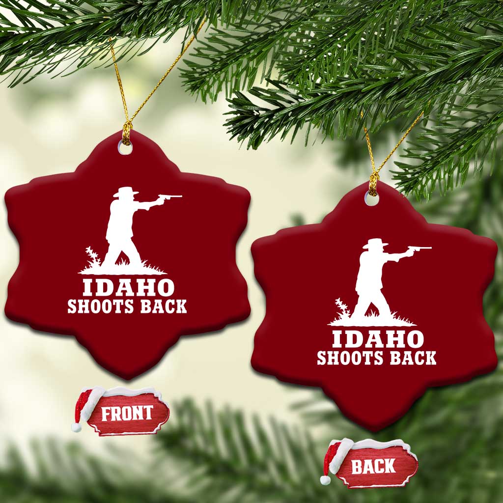 Idaho Shoots Back Cowboy Gunslinger Silhouette Patriotic Graphic Ceramic Ornament TS02 Print Your Wear