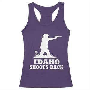 Idaho Shoots Back Cowboy Gunslinger Silhouette Patriotic Graphic Racerback Tank Top TS02 Purple Print Your Wear