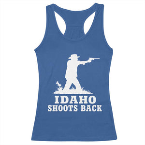 Idaho Shoots Back Cowboy Gunslinger Silhouette Patriotic Graphic Racerback Tank Top TS02 Royal Blue Print Your Wear