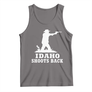 Idaho Shoots Back Cowboy Gunslinger Silhouette Patriotic Graphic Tank Top TS02 Deep Heather Print Your Wear