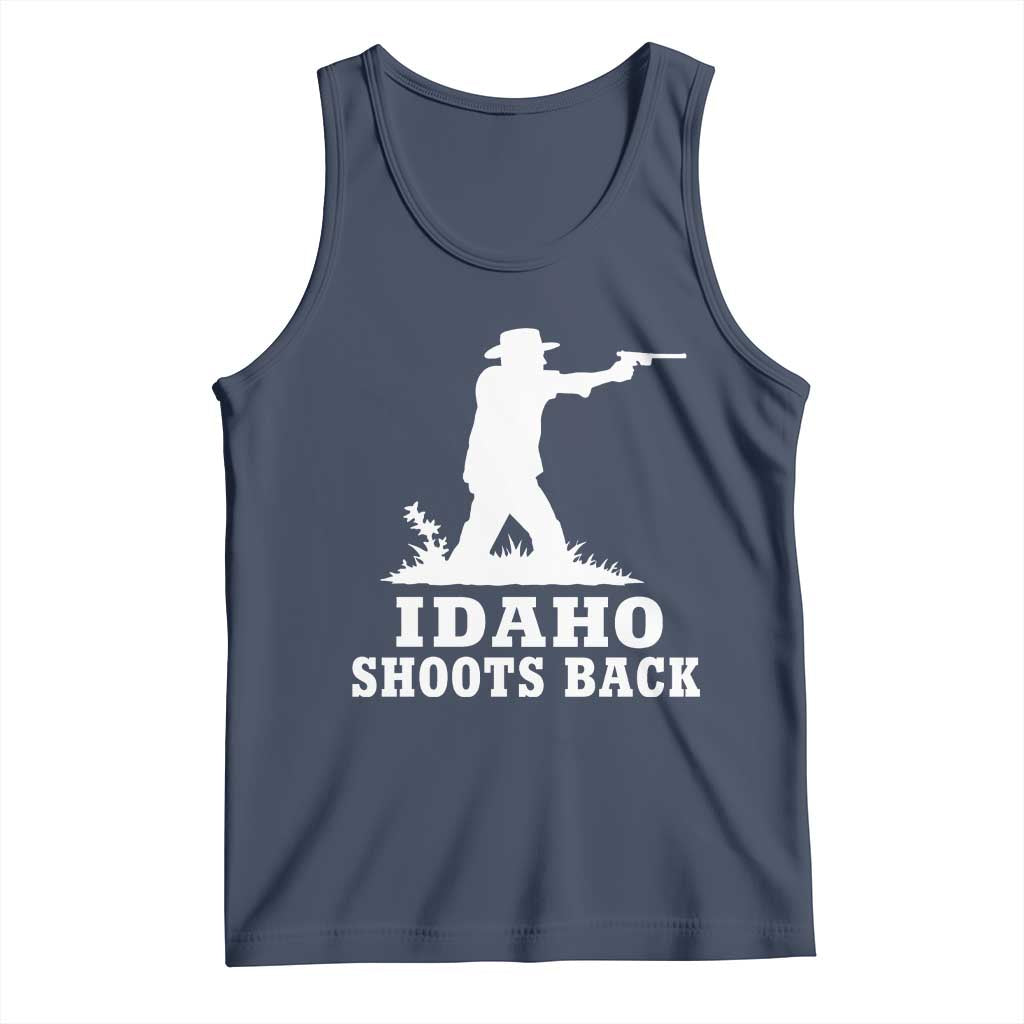 Idaho Shoots Back Cowboy Gunslinger Silhouette Patriotic Graphic Tank Top TS02 Navy Print Your Wear