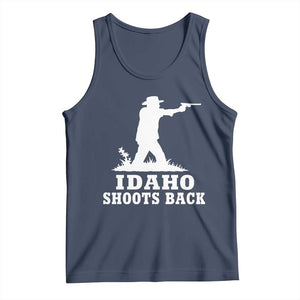 Idaho Shoots Back Cowboy Gunslinger Silhouette Patriotic Graphic Tank Top TS02 Navy Print Your Wear