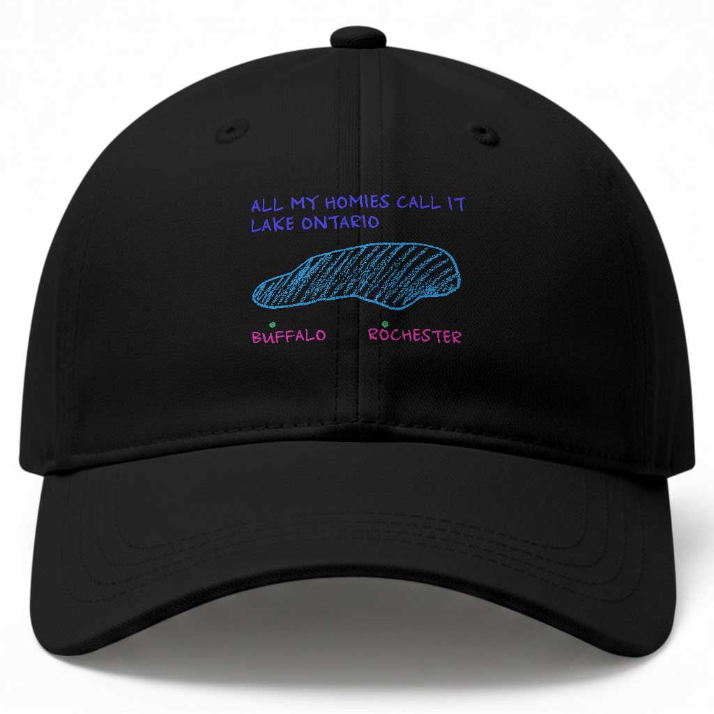 All My Homies Call It Lake Ontario Baseball Cap Funny Upstate NY Map Buffalo Rochester Meme