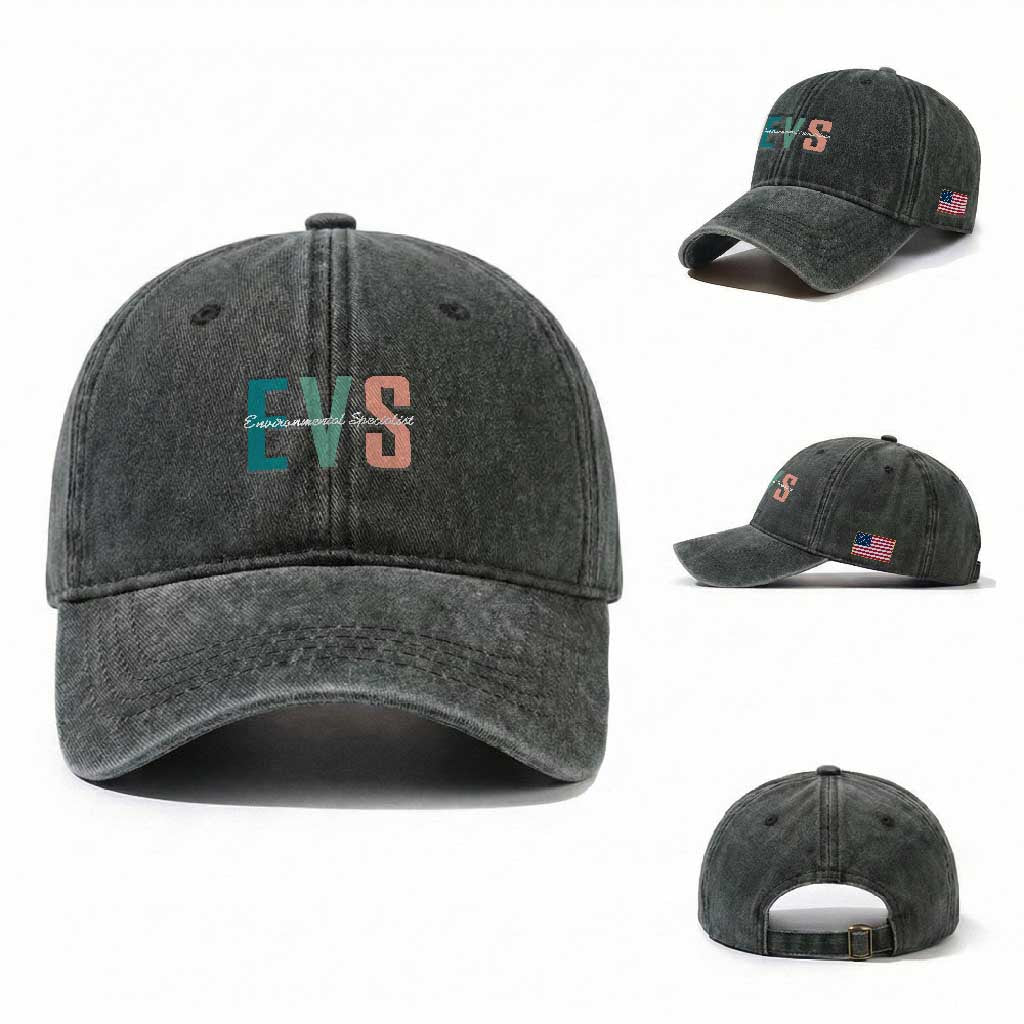 Environmental Services Specialist EVS Week Appreciation Gift Washed Cotton Baseball Cap Proud EVS Team Member