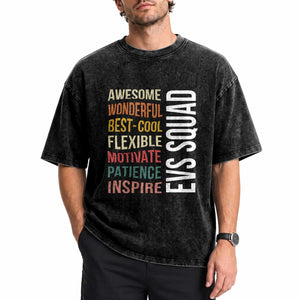 Awesome EVS Squad Appreciation Washed Cotton T-Shirt Environmental Services Team Hospital Housekeeping Crew