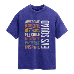 Awesome EVS Squad Appreciation Washed Cotton T-Shirt Environmental Services Team Hospital Housekeeping Crew