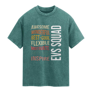 Awesome EVS Squad Appreciation Washed Cotton T-Shirt Environmental Services Team Hospital Housekeeping Crew