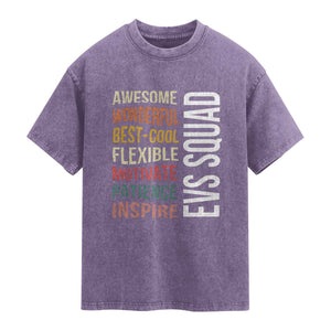 Awesome EVS Squad Appreciation Washed Cotton T-Shirt Environmental Services Team Hospital Housekeeping Crew