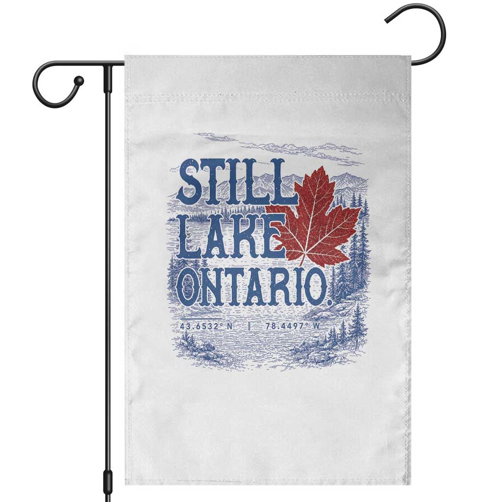 Still Lake Ontario Map Coordinates Garden Flag Vintage Maple Leaf Scenic Outdoor Great Lakes