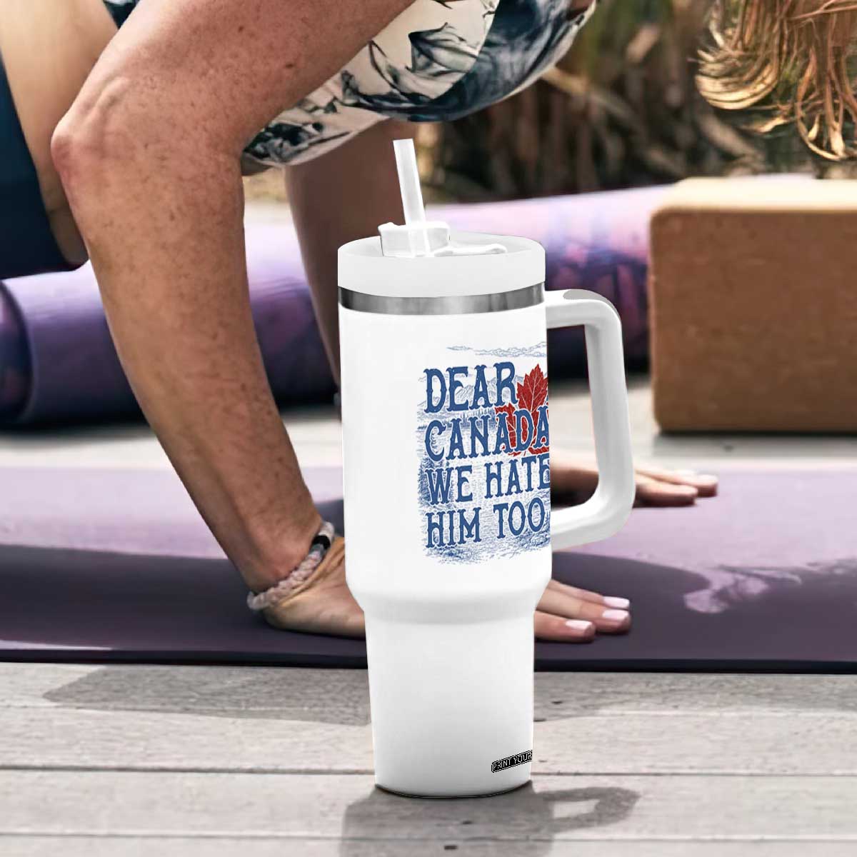 Dear Canada We Hate Him Too Subtle Satire Tumbler With Handle Vintage Maple Leaf Scenic Outdoor Great Lakes