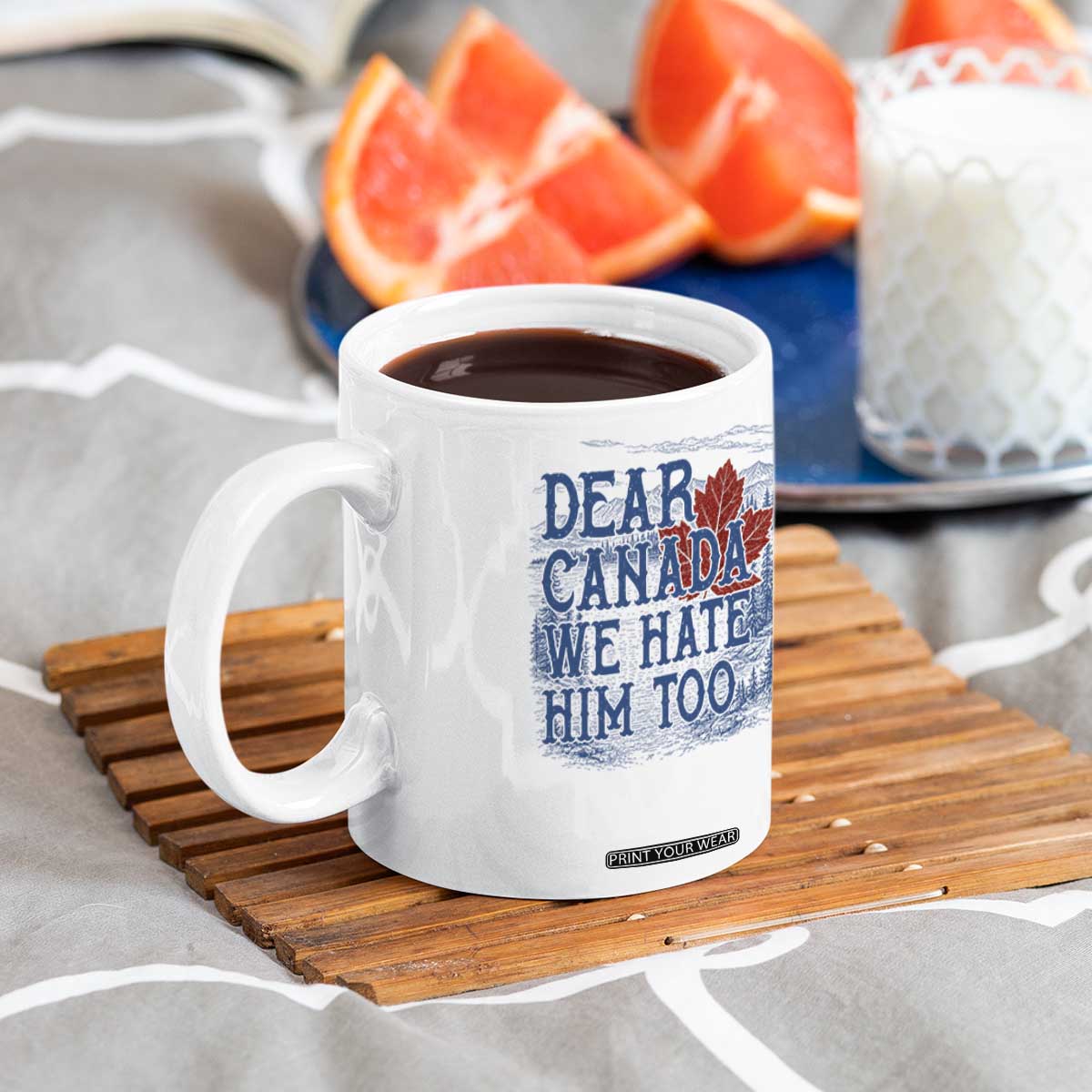 Dear Canada We Hate Him Too Subtle Satire Coffee Mug Vintage Maple Leaf Scenic Outdoor Great Lakes