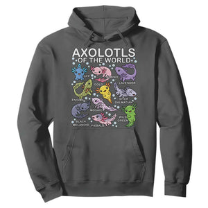 Kawaii Axolotl Hoodie Axolotls of the World Animals Aquarium Species TS02 Dark Heather Print Your Wear