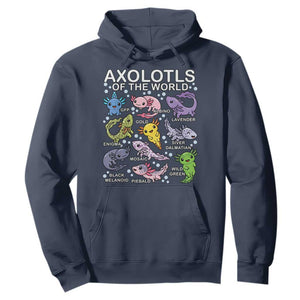 Kawaii Axolotl Hoodie Axolotls of the World Animals Aquarium Species TS02 Navy Print Your Wear