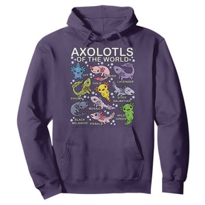 Kawaii Axolotl Hoodie Axolotls of the World Animals Aquarium Species TS02 Purple Print Your Wear