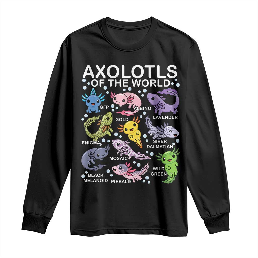 Kawaii Axolotl Long Sleeve Shirt Axolotls of the World Animals Aquarium Species TS02 Black Print Your Wear