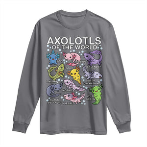 Kawaii Axolotl Long Sleeve Shirt Axolotls of the World Animals Aquarium Species TS02 Charcoal Print Your Wear