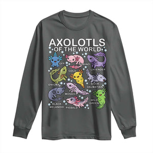 Kawaii Axolotl Long Sleeve Shirt Axolotls of the World Animals Aquarium Species TS02 Dark Heather Print Your Wear