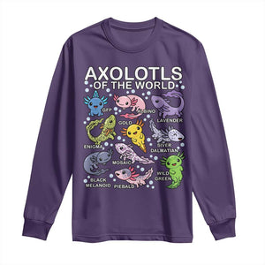 Kawaii Axolotl Long Sleeve Shirt Axolotls of the World Animals Aquarium Species TS02 Purple Print Your Wear