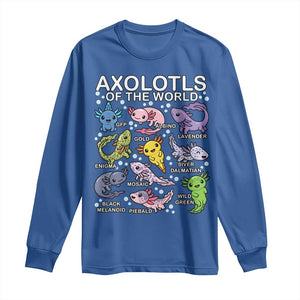 Kawaii Axolotl Long Sleeve Shirt Axolotls of the World Animals Aquarium Species TS02 Royal Blue Print Your Wear