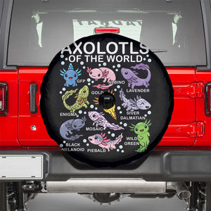 Kawaii Axolotl Spare Tire Cover Axolotls of the World Animals Aquarium Species TS02 Black Print Your Wear