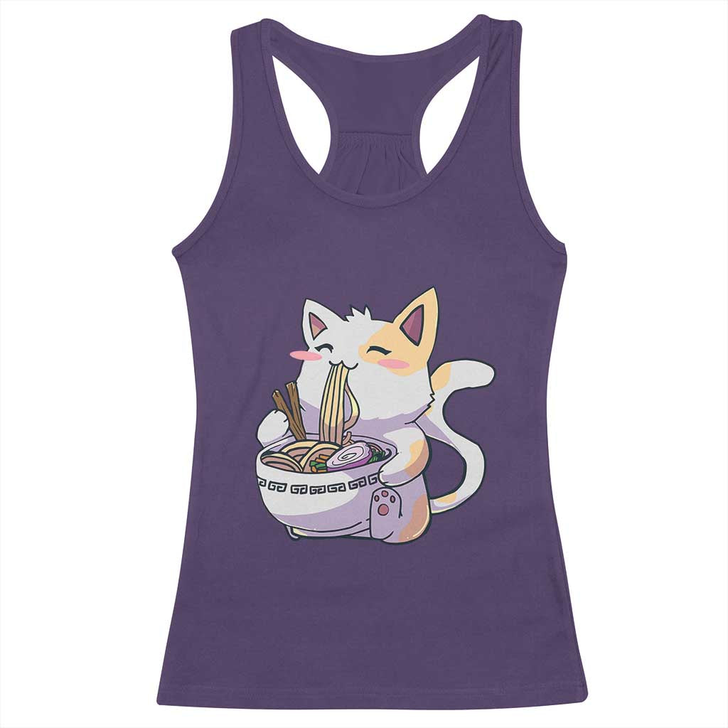 Ramen Cat Kawaii Racerback Tank Top Anime Japanese Neko Cute Graphic TS02 Purple Print Your Wear