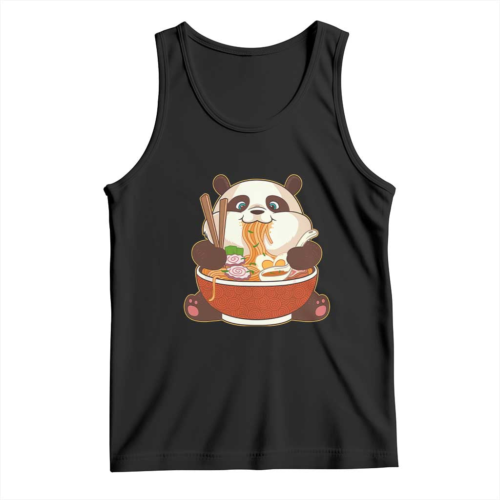Kawaii Panda Eating Ramen Graphic Tank Top Otaku Japanese Noodle Cute Anime Lover TS02 Black Print Your Wear