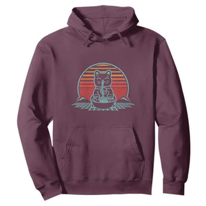 Retro Kawaii Cat Ramen Hoodie Anime Otaku Japanese Noodles Lover Aesthetic TS02 Maroon Print Your Wear