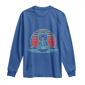 Retro Kawaii Cat Ramen Long Sleeve Shirt Anime Otaku Japanese Noodles Lover Aesthetic TS02 Royal Blue Print Your Wear