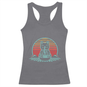 Retro Kawaii Cat Ramen Racerback Tank Top Anime Otaku Japanese Noodles Lover Aesthetic TS02 Charcoal Print Your Wear