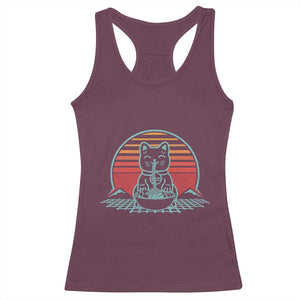 Retro Kawaii Cat Ramen Racerback Tank Top Anime Otaku Japanese Noodles Lover Aesthetic TS02 Maroon Print Your Wear