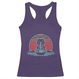 Retro Kawaii Cat Ramen Racerback Tank Top Anime Otaku Japanese Noodles Lover Aesthetic TS02 Purple Print Your Wear