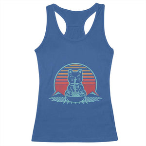 Retro Kawaii Cat Ramen Racerback Tank Top Anime Otaku Japanese Noodles Lover Aesthetic TS02 Royal Blue Print Your Wear