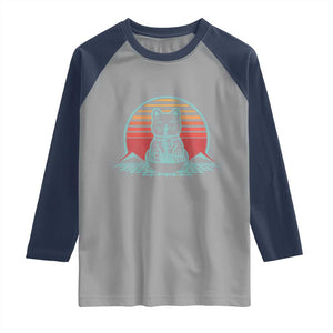 Retro Kawaii Cat Ramen Raglan Shirt Anime Otaku Japanese Noodles Lover Aesthetic TS02 Sport Gray Navy Print Your Wear