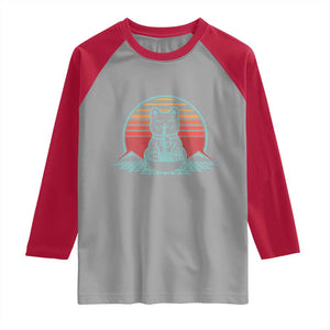 Retro Kawaii Cat Ramen Raglan Shirt Anime Otaku Japanese Noodles Lover Aesthetic TS02 Sport Gray Red Print Your Wear