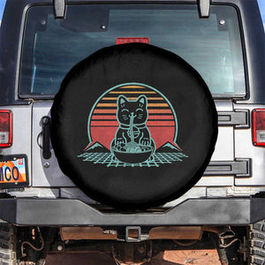 Retro Kawaii Cat Ramen Spare Tire Cover Anime Otaku Japanese Noodles Lover Aesthetic TS02 No hole Black Print Your Wear