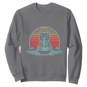 Retro Kawaii Cat Ramen Sweatshirt Anime Otaku Japanese Noodles Lover Aesthetic TS02 Charcoal Print Your Wear