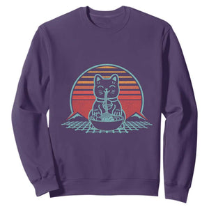 Retro Kawaii Cat Ramen Sweatshirt Anime Otaku Japanese Noodles Lover Aesthetic TS02 Purple Print Your Wear