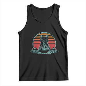 Retro Kawaii Cat Ramen Tank Top Anime Otaku Japanese Noodles Lover Aesthetic TS02 Black Print Your Wear